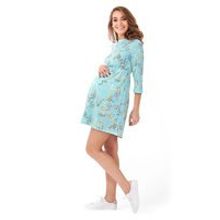 Платье Софи для беременных и кормящих, цвет ментол цветы (ss17)