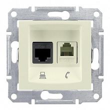 Розетка компьютерная 2xRJ45 Cat.5 SEDNA, бежевый |  код. SDN5100147 |  Schneider Electric
