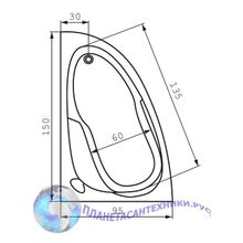 Ванна акриловая Cersanit Joanna 150x95 левая