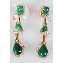 Серьги с малахитом "3 капли висячие"