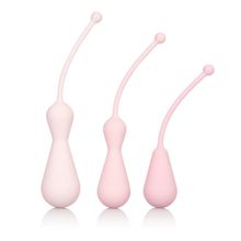 California Exotic Novelties Набор из 3 вагинальных кегель-массажёров разного размера Weighted Silicone Kegel Training Kit (розовый)