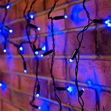 Neon-Night 255-031 Уличная светодиодная Бахрома Айсикл, 2.4x0.6 м, синий, пост свечение, провод черный