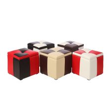 Пуф Рубио-2 в кожзаме красно-черный