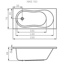 Акриловая ванна Cersanit NIKE 150 WP-NIKE*150-W 150х70