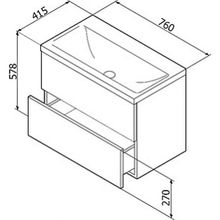 Am.Pm Мебель для ванной Gem 75 белый глянец с 2 ящиками