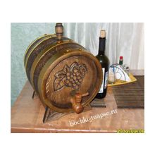Настольный резной бочонок на 10 литров для коньяка, вина, виски - подарочный вариант 
