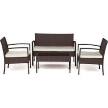Tetchair Лаундж сет (диван+2кресла+столик+подушки) (mod. 210000), коричневый, ткань: DB-02 бежевый