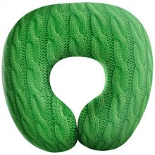 Подушка Косички зеленая под шею антистресс (дорожная подушка-подголовник для путешествий)