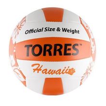 Мяч волейбольный пляжный TORRES Hawaii, р.5, синт.кожа ТПУ, маш. сш, бут.кам, бело-оранж