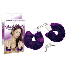 Меховые наручники с фиолетовыми манжетами Фиолетовый