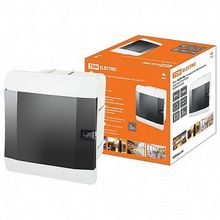 Распределительный шкаф ЩРв 4 мод., IP41, встраиваемый, пластик, черная дверь, с клеммами |  код. SQ0902-0101 |  TDM