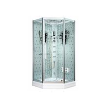 Душевая кабина 100x100 пентагональная, серое узорчатое стекло, профиль матовый хром, 8071 100 100 CP, River