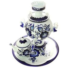 Набор самовар-шар электрический 3 литра с художественной росписью "Гжель" арт. 103568