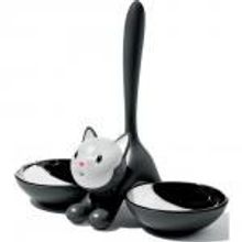 Alessi Миска для кошки Tigrito двойная чёрная арт. AMMI09 B