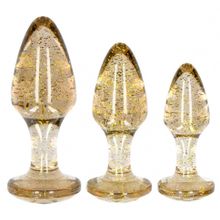 Набор из 3 золотистых анальных пробок Acrylic Goldchip Butt Plug Set (227096)