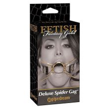 Золотистый расширитель для рта Gold Deluxe Spider Gag золотистый с черным