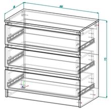 Комод с 3-мя ящиками Бетти, 800х420х775, Черный