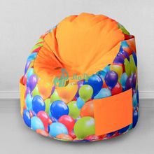 MyPuff Пуфик-мешок для малышей Емеля Воздушные шары оранжевый, мебельный хлопок: e_359_364