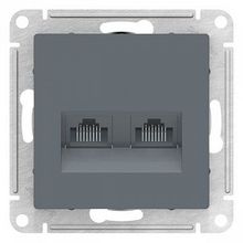 Розетка компьютерная 2xRJ45 Cat.5 ATLASDESIGN, грифель |  код. ATN000785 |  Schneider Electric