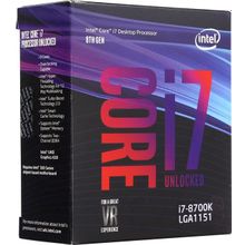 Процессор CPU Intel Core i7-8700K BOX (без кулера) 3.7 GHz   6core   SVGA UHD Graphics 630   1.5+12Mb   95W   8 GT   s LGA1151