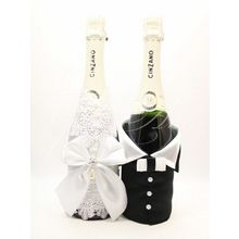 Украшение на свадебное шампанское - комплект Жених и Невеста Retro Gilliann GLS161