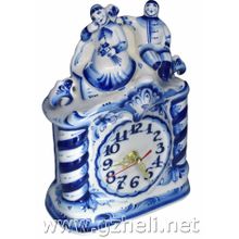 Часы настольные "Свидание". Гжельский фарфор. арт. 0158