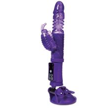 Фиолетовый вибратор с ротацией бусин, клиторальным стимулятором и надёжной присоской Фиолетовый