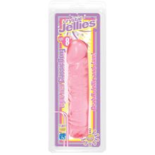 Doc Johnson Розовый прозрачный гелевый фаллоимитатор Сristal Jellies - 20 см.