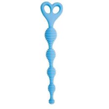 Topco Sales Голубая анальная цепочка с рёбрышками Climax Anal Silicone Stripes - 20,3 см. (голубой)