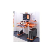 Прямой компьютерный стол D98G6 стекло оранжевое с блестками, ножки серебро