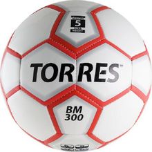 Мяч футбольный Torres BM300 р 5 глянцевый из синтетической кожи. Бело-красно-желтый