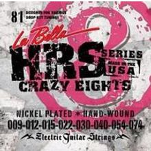 HRS-81 HRS Crazy Eights Комплект струн для 8-струнной электрогитары, никелированные, 9-74, La Bella