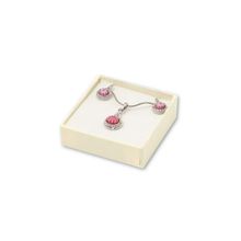 Набор "Шер ами" в кор. кулон с цепочкой и серьги муранское стекло, стразы, арт. 4858_rose