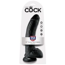 Чёрный фаллоимитатор 9  Cock with Balls - 22,9 см. Черный