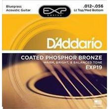 EXP19 Coated Phosphor Bronze Струны для акуст. гитары, L. Top M. Bottom Bluegrass, 12-56, DAddario