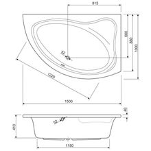 Акриловая ванна Cezares TEBE-150-100-41-R 1500x1000x410