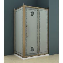 Душевой уголок Cezares Retro Scorrevole AH1 (120x100) матовое стекло с прозрачным узором (бронза)