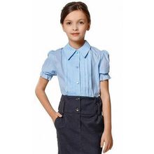 President School с рукавом на резинке голубая