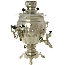 Набор "Серебряная фантазия": самовар электрический 3 литра никелированный с подстаканниками "Вокзалы Москвы", арт. 130450п