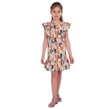 Платье детское Агата бежевый с оранжевым