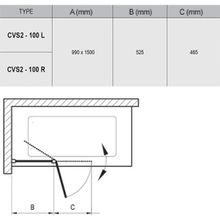 Шторка для ванной Ravak Chrome CVS2-100 P (7QRA0100Z1) (правая) профиль белый стекло прозрачное