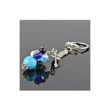 Бусики-Колечки Брелок, прес.Бирюза, хрусталь, кахолонг "Гроздь" арт. ВАС-2996