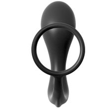 Эрекционное кольцо Ass-Gasm Cockring Advanced Plug с анальной пробкой Черный