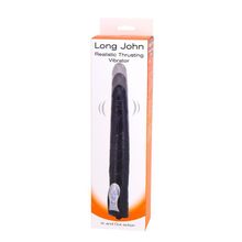 Чёрный вибромассажер Long John Realistic Thrusting Vibrator с функцией толкания - 20 см. Черный