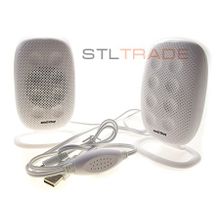 Мультимедийные стерео колонки Electra белые, мощность 6Вт, питание от USB, SmartBuy