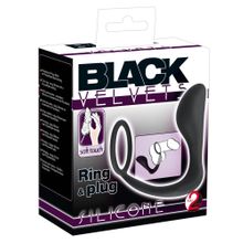 Orion Чёрное эрекционное кольцо с анальной пробкой Black Velvets Ring   Plug