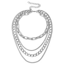 Многослойное колье под серебро (арт. 83431-9)