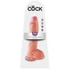  Большой фаллоимитатор с мошонкой 10  Cock with Balls на присоске - 25,4 см.