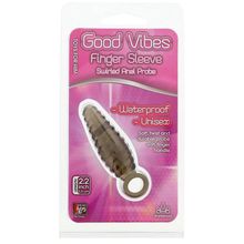 Dream Toys Дымчатый массажер со спиралевидным рельефом GOOD VIBES FINGER SLEEVE ANAL PROBE - 6 см.