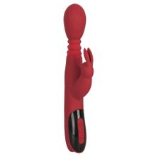 Orion Красный вибромассажер с клиторальным отростком Rabbit Vibrator - 26,5 см. (красный)